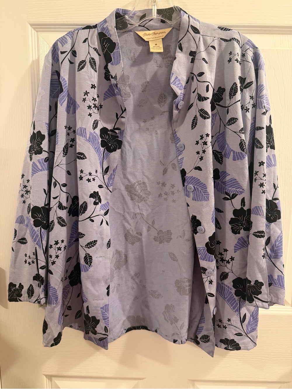 Norm Thompson 100% Silk Floral Button-Down Shirt Size M